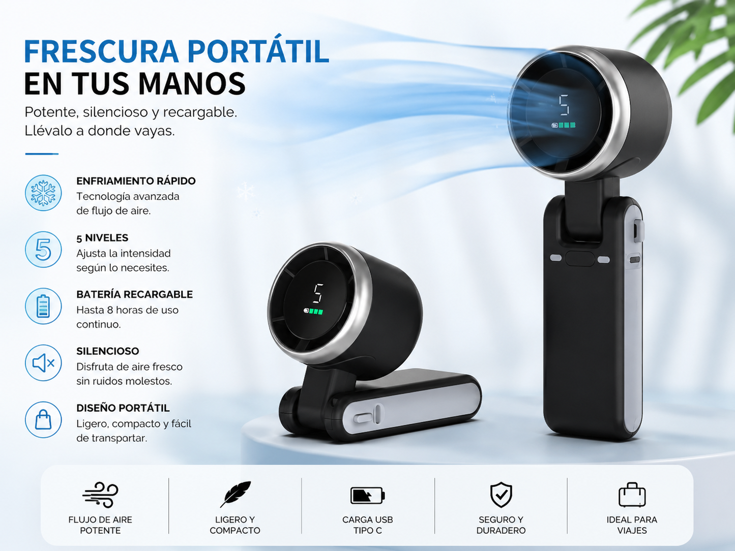 Mini Ventilador Portátil de alta potencia